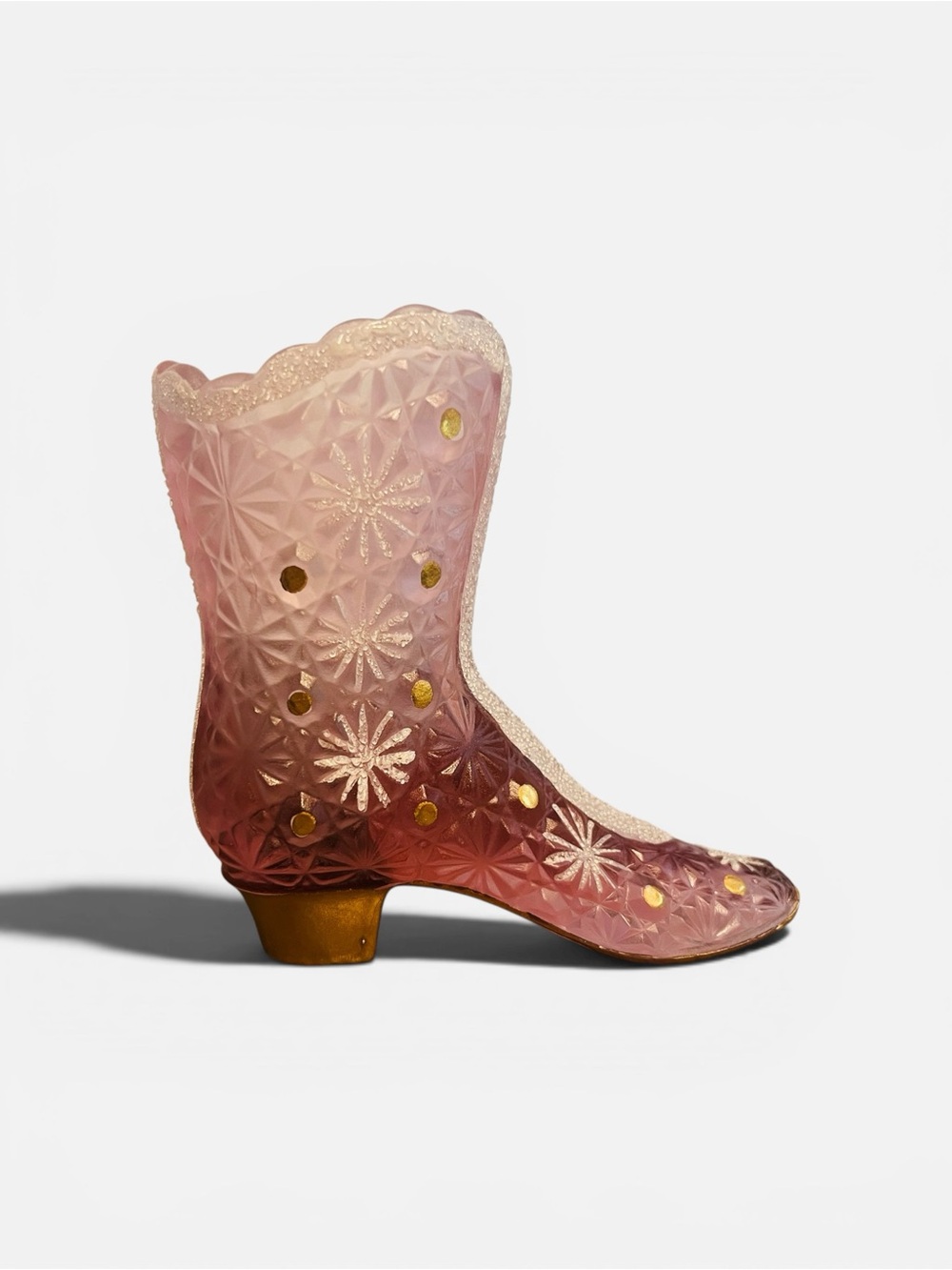 Fenton 95th Anniversary Satin Glass Shoe – Snowflake Daisy & Button Boot - Picture 4 of 8